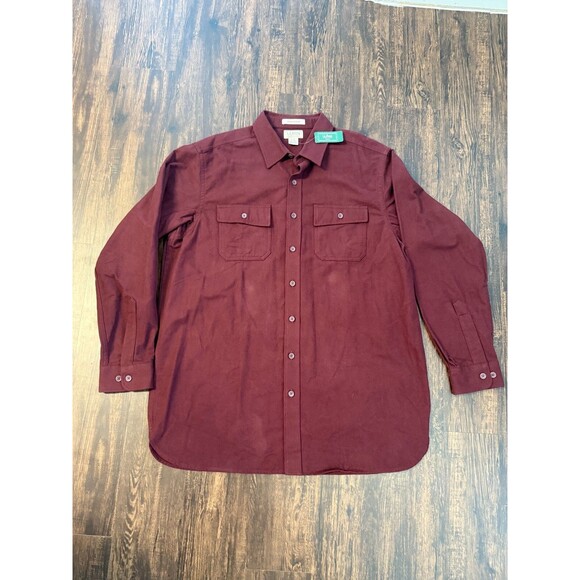 LL Bean Mens Deep Wine Chamois Traditional Fit button Down Shirt Sz XL Tall - Picture 1 of 11